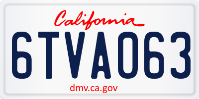 CA license plate 6TVA063