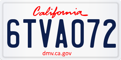 CA license plate 6TVA072