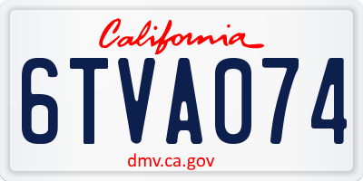 CA license plate 6TVA074