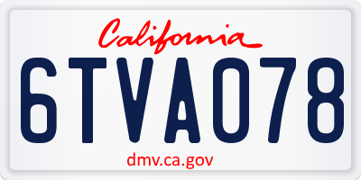 CA license plate 6TVA078