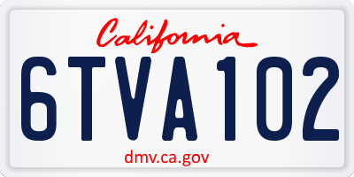 CA license plate 6TVA102