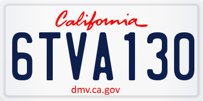CA license plate 6TVA130