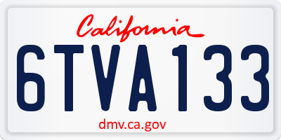 CA license plate 6TVA133