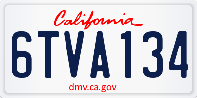 CA license plate 6TVA134