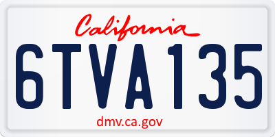 CA license plate 6TVA135