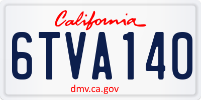 CA license plate 6TVA140