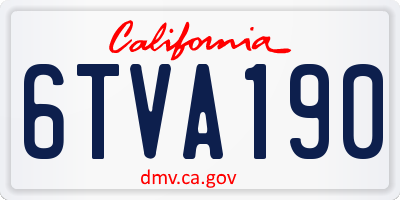 CA license plate 6TVA190