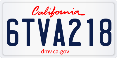 CA license plate 6TVA218