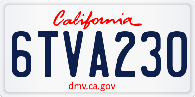 CA license plate 6TVA230