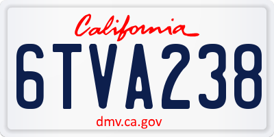 CA license plate 6TVA238