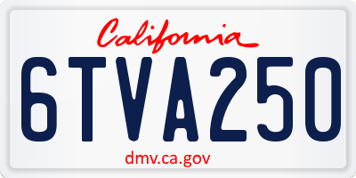CA license plate 6TVA250