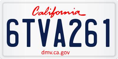 CA license plate 6TVA261