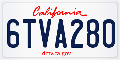 CA license plate 6TVA280