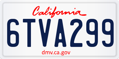 CA license plate 6TVA299