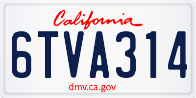CA license plate 6TVA314