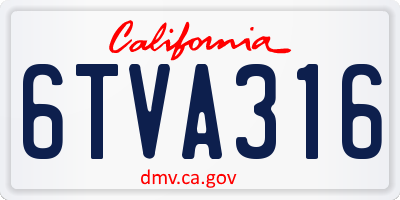 CA license plate 6TVA316