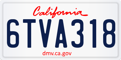CA license plate 6TVA318