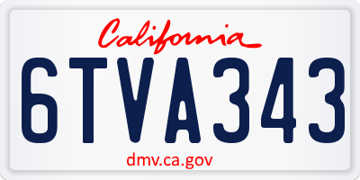 CA license plate 6TVA343