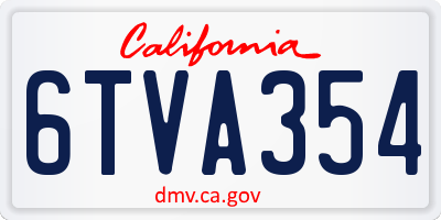 CA license plate 6TVA354