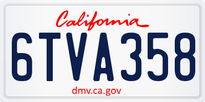 CA license plate 6TVA358