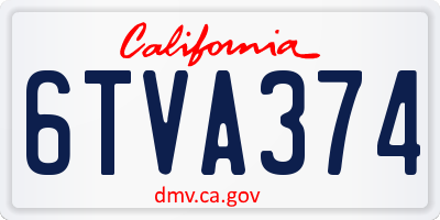 CA license plate 6TVA374