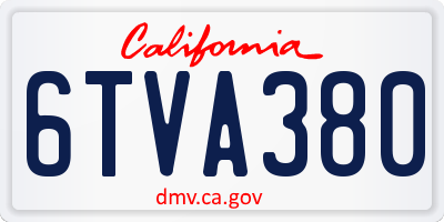CA license plate 6TVA380
