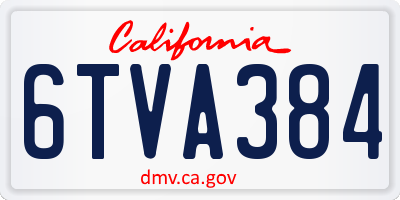 CA license plate 6TVA384
