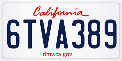 CA license plate 6TVA389
