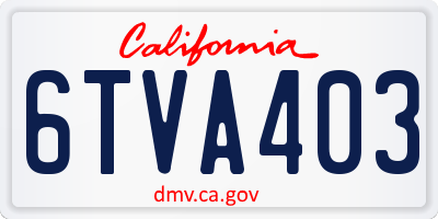 CA license plate 6TVA403