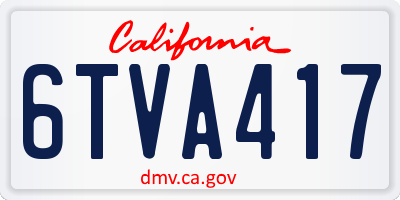 CA license plate 6TVA417