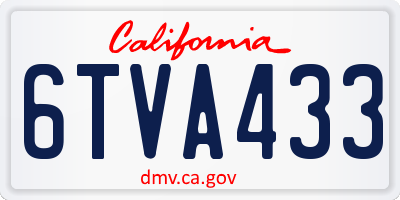 CA license plate 6TVA433