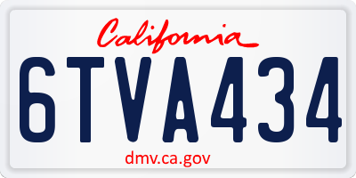 CA license plate 6TVA434