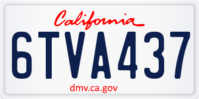 CA license plate 6TVA437