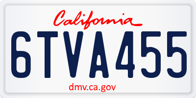 CA license plate 6TVA455