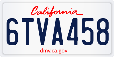 CA license plate 6TVA458