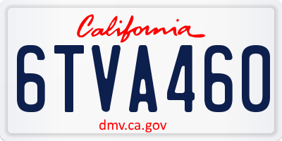 CA license plate 6TVA460