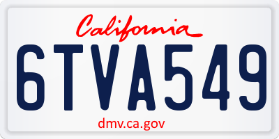 CA license plate 6TVA549