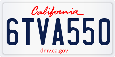 CA license plate 6TVA550