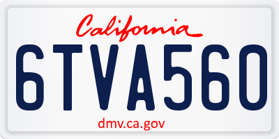 CA license plate 6TVA560
