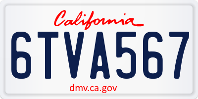 CA license plate 6TVA567