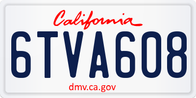 CA license plate 6TVA608