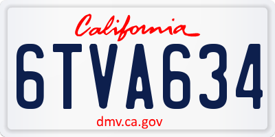 CA license plate 6TVA634
