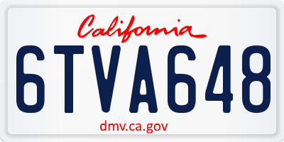 CA license plate 6TVA648