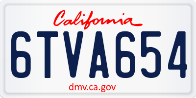CA license plate 6TVA654