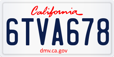CA license plate 6TVA678