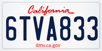 CA license plate 6TVA833