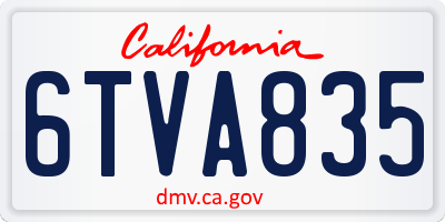 CA license plate 6TVA835