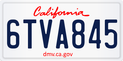 CA license plate 6TVA845