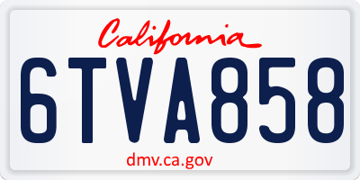 CA license plate 6TVA858