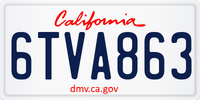 CA license plate 6TVA863